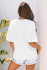 White Star Layered Patched Graphic Drop Shoulder Half Sleeve Loose Tee