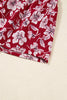 Purple Plus Floral Balloon Sleeve V Neck Relaxed Dress