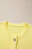 Yellow Cream Ribbed Knit Contrast Frilled Short Sleeve Sweater Cardigan