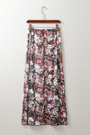 Brown Floral Print High Waist Maxi Skirt