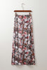 Brown Floral Print High Waist Maxi Skirt