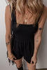 Black Smocked Bust Textured Knit Sleeveless Romper
