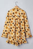 Orange Long Sleeve Ruffle Pumpkin Face Print Two Piece Lounge Set
