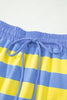 Rose Stripe Dolman Tee Drawstring Skort Athletic 2pcs Set