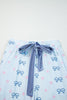 Sky Blue Stripe Bow Star Print Tied Detail 2pcs Lounge Set