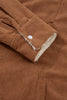 Cinnamon Fleece Lined Buttoned Flap Pockets Corduroy Jacket