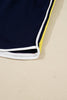 Bluing Colorful Striped Accent Varsity Long Sleeve Pullover and Shorts Matching Set