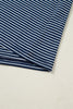 Blue Stripe Drop Shoulder Round Neck Long Sleeve Tee and Buttoned Shorts 2pcs Lounge Set
