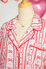 Red Cute Bow Heart Print Ribbon Decor Short 2pcs Pajama Set