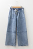 Ashleigh Blue Acid Wash Exposed Seam Drawstring High Waist Jeans
