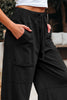 Bonbon Mineral Wash Exposed Seam Drawstring High Waist Wide Leg Cargo Pants