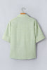 Green Stripe Shirt Collar Half Sleeve Blouse