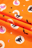 Orange Halloween Print Lapel Shirt Long 2pcs Pajama Set