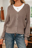 Light Pink Mixed Texture Knit Button V Neck Sweater Cardigan