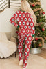 Red Stripe Christmas Fashion Print Henley V Neck Pullover and Jogger Pants 2 Piece Lounge Set
