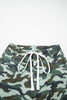 Green Camouflage Print Wide Leg Drawstring Denim Pants