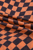 Orange Checkered Print Crew Neck Mesh T Shirt