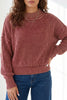 Red Dahlia Drop Shoulder High Neck Ribbed Sweater