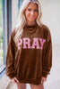 Burgundy Christmas Velvet Graphic Print Long Sleeve Sweatshirt