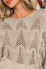Seagrass Hollow Out Knit 7/8 Sleeve Casual Sweater