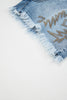 Dusk Blue Western Embroidery Stud Denim Shorts Summer Daily Wear