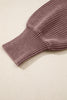 Dark Brown Mineral Washed Knit Button Polo Collar Loose Sweater