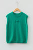 Bright Green Horse Bit Embroidered Loose Short Sleeve Sweater