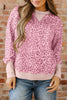 Khaki Leopard Print Patchwork Crew Neck Sweatshirt