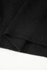 Black Ribbed Knit Ribbon Knot Backless Drop Shoulder Sweater