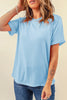 Sachet Pink Bright Casual Plain Crew Neck Tee