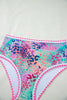 Pink Leopard Ricrac Trim Square Neck High Waist Bikinich
