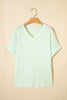 Wisteria Waffle V Neck Short Sleeve Knit Top