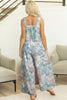 Green Tropical Palm Printed Cropped Tank Drawstring Wide Leg Pant Set