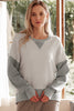 Apricot Color Block Thumbhole Sleeve Drop Shoulder Sweatshirt