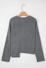 Medium Grey Raw Edge Uneven Hem Patchwork Drop Shoulder Sweater