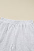 Light Grey Girly Bow Embroidered Puff Sleeve Pullover Loose Shorts Plus 2pcs Outfit