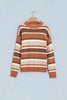 Orange Stripe Dropped Shoulder Loose Pullover Sweater