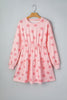 White Polka Dot Printed Long Sleeve Flared Mini Dress