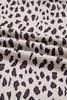 Khaki Leopard Print Zip up Collar Patchwork Shift Mini Dress
