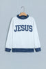 Light Grey Polka Dot Contrast Trim JESUS Letter Graphic Sweatshirt