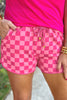 Multicolour Checkered Drawstring Elastic Waist Casual Shorts