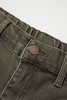 Coffee Solid Color Square Patch Pocket Ankle-length Barrel Jeans