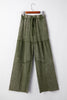 Vineyard Green Mineral Wash Tiered Wide Leg Patchwork Drawstring Pants