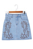Beau Blue Western Embroidered Denim Mini Skirt