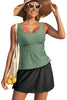 Mist Green Scoop Neck Adjustable Tankini and Matching Skort Bathing Suit
