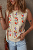 Jet Stream Embroidered Floral Cable Knit Sweater Vest