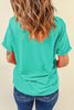 Mint Green Casual Plain Crew Neck Tee