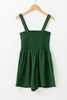 Green Casual Pocketed Smocked Sleeveless Romper