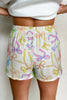 White Cheerful Bow Print Elastic Pull On Casual Shorts