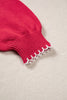 Racing Red Stitched Detail Christmas Tree Holiday Casual Sweater